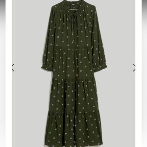 Madewell Tie-Neck Tiered Midi Dress